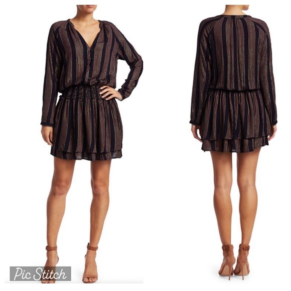 Rails Dresses & Skirts - Rails Jasmine Metallic Striped Blouson Dress